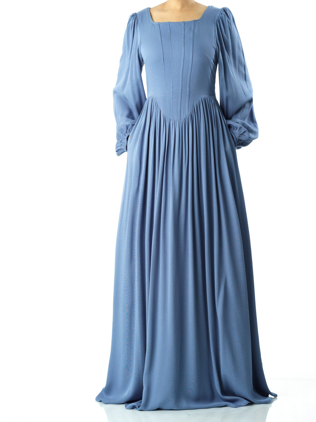 Everlyn Dusty Blue Modal Corset Maxi Dress