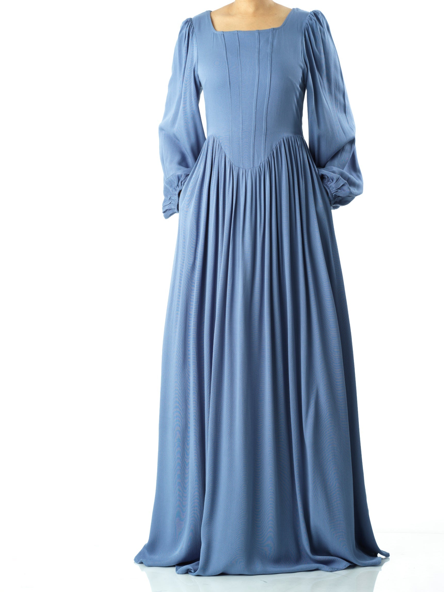 Everlyn Dusty Blue Modal Corset Maxi Dress