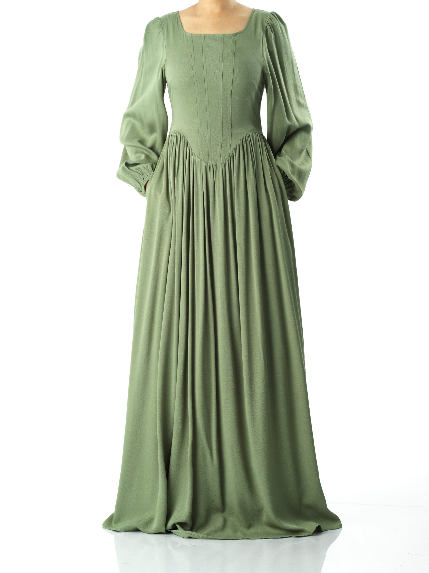 Everlyn Sage Green Modal Corset Maxi Dress