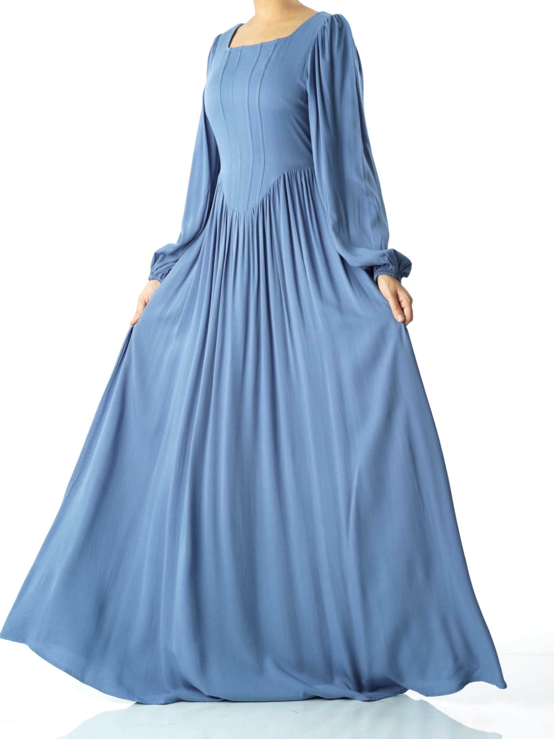 Everlyn Dusty Blue Modal Corset Maxi Dress