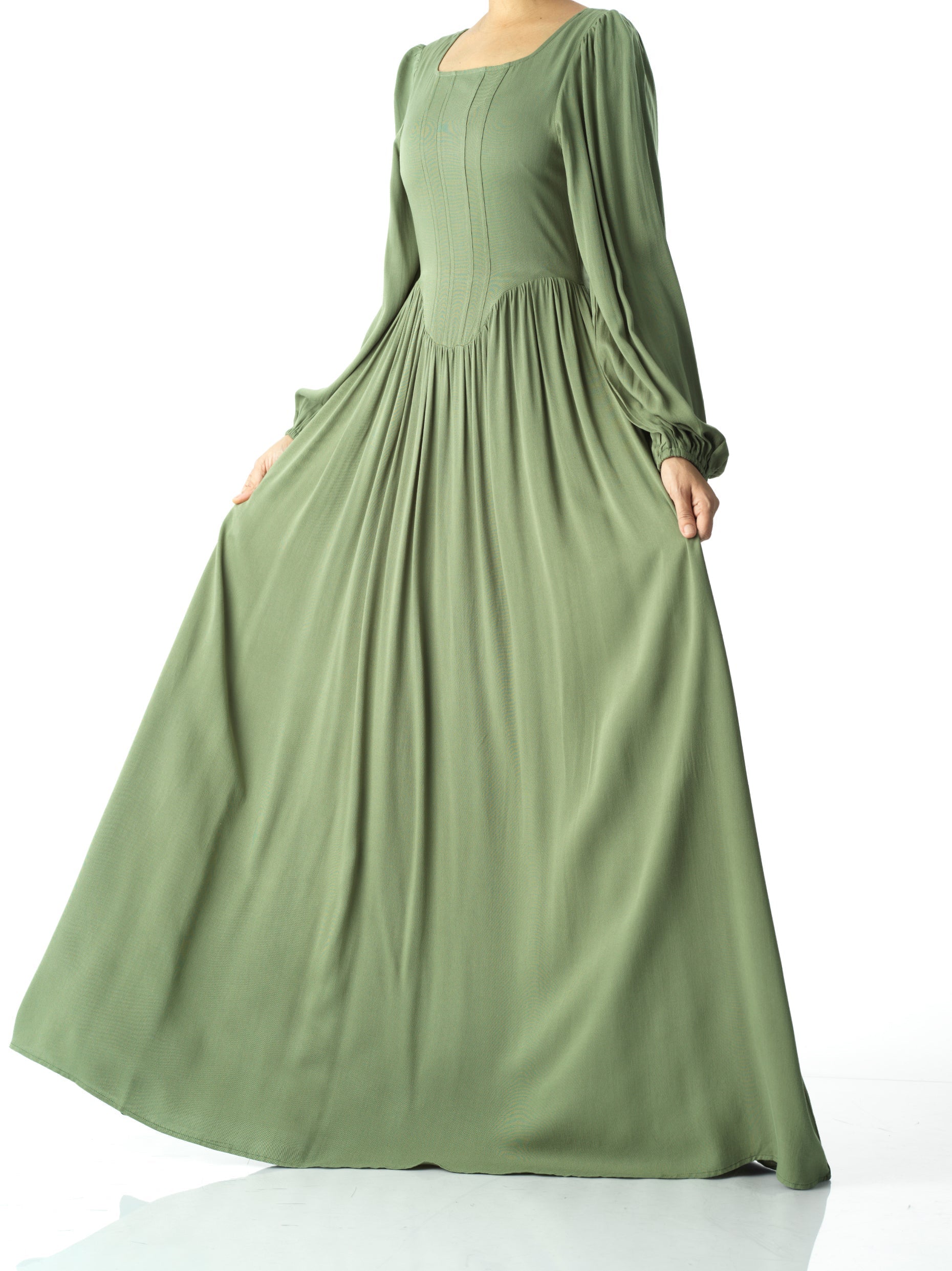 Everlyn Sage Green Modal Corset Maxi Dress