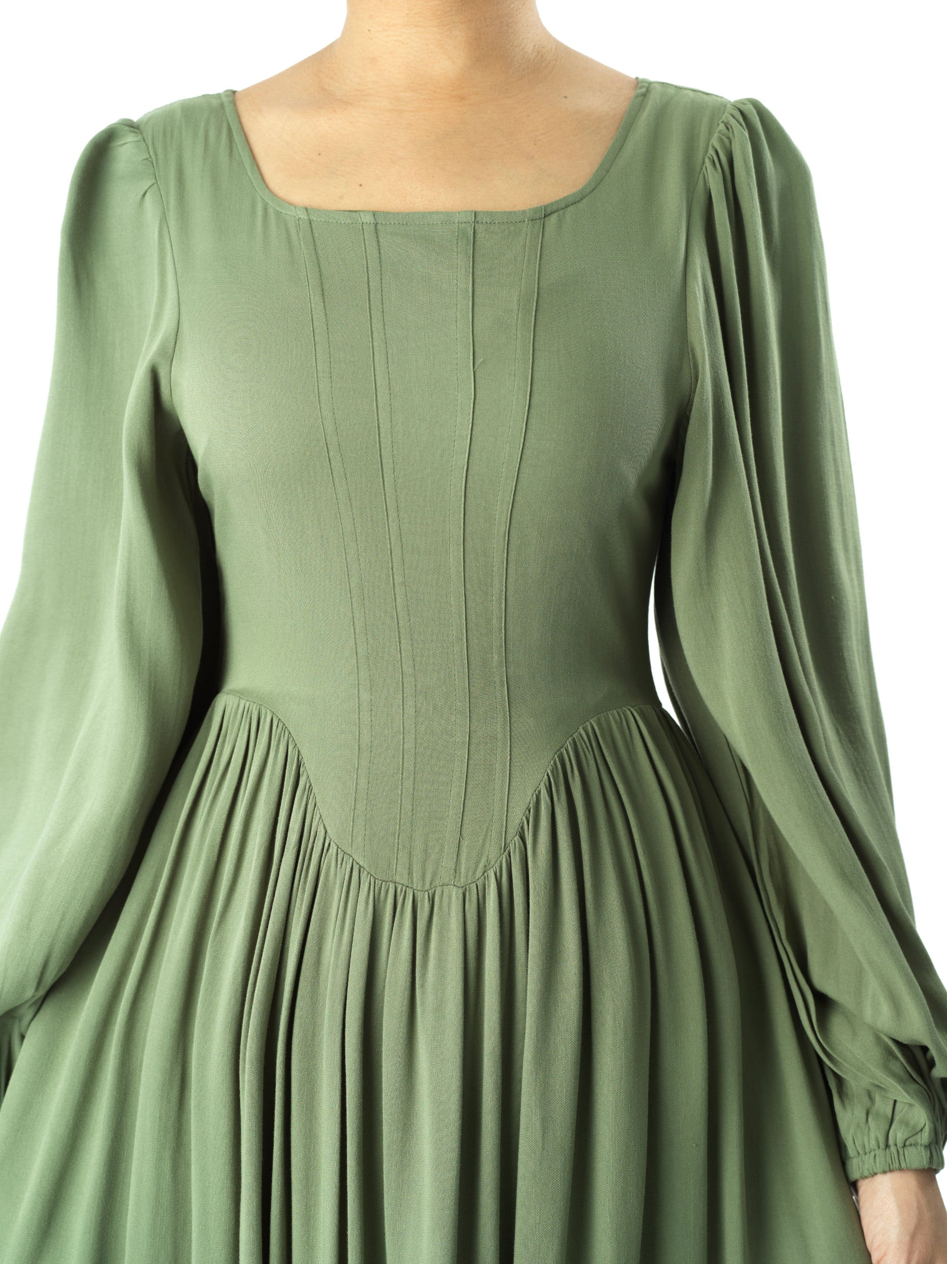 Everlyn Sage Green Modal Corset Maxi Dress
