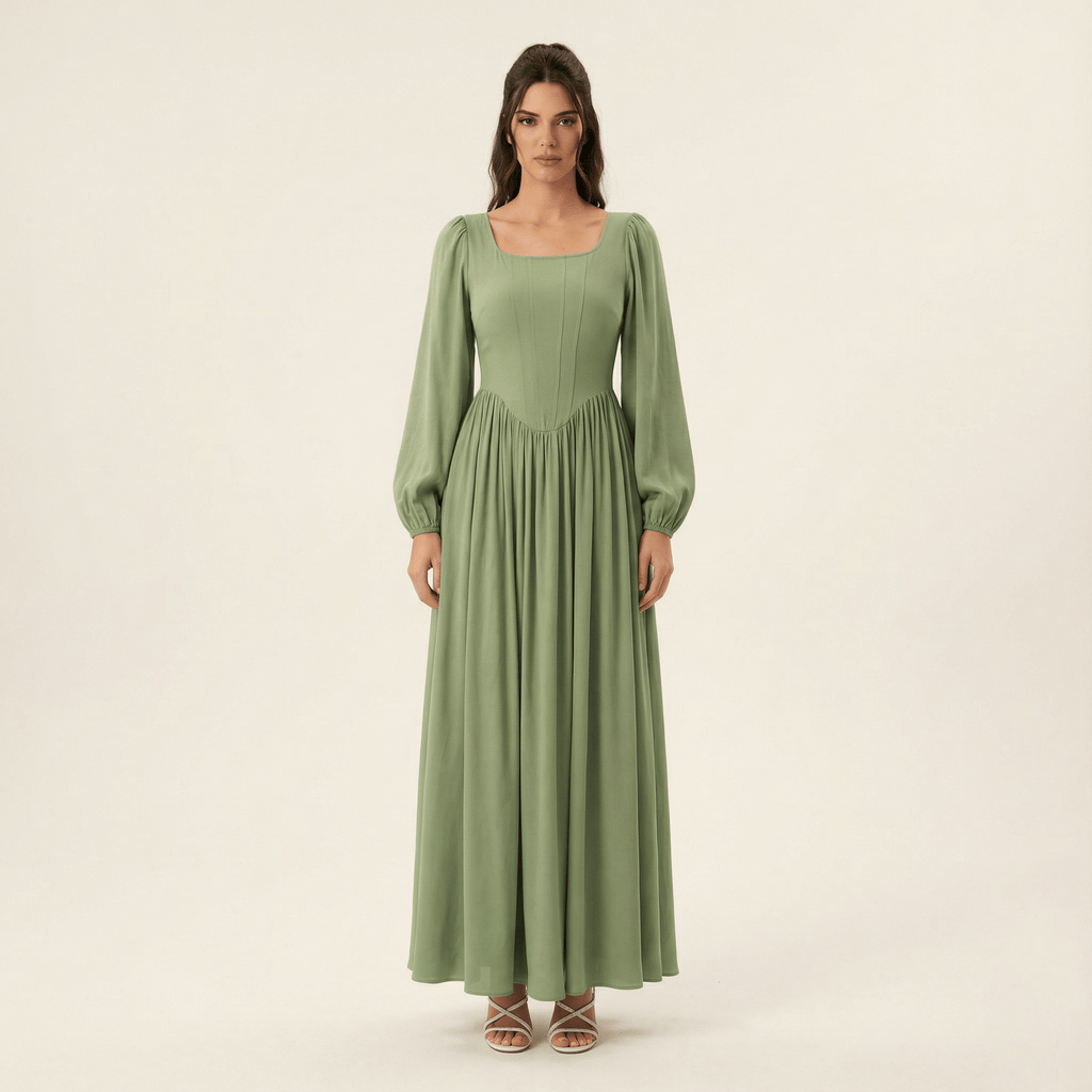 Everlyn Sage Green Modal Corset Maxi Dress