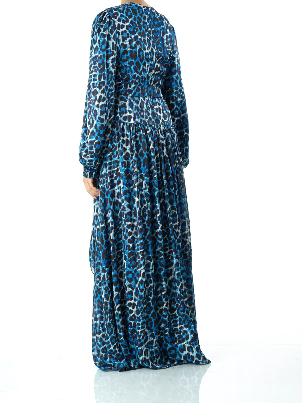 Emmaline Electric Cheetah-Print Long-Sleeve Maxi Dress