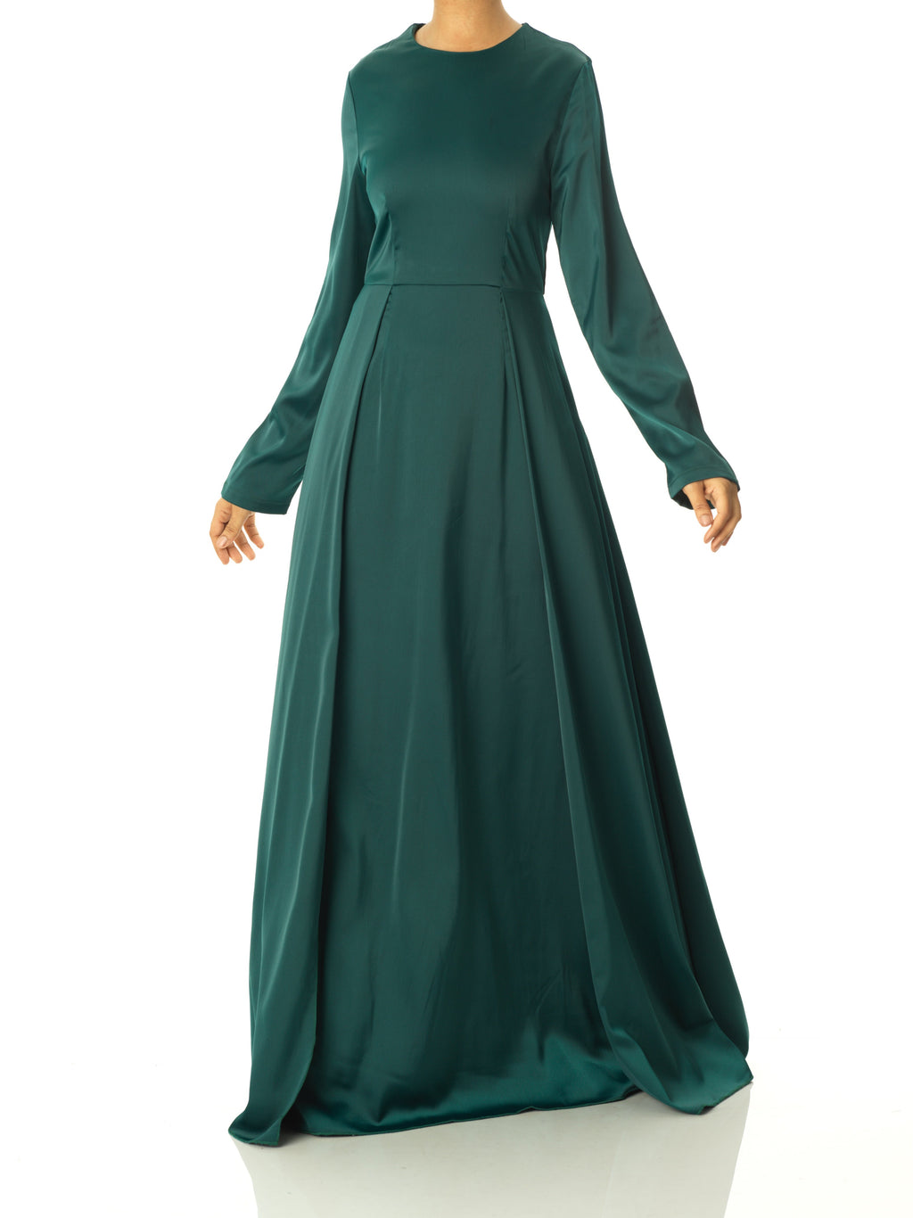 Delphine Emerald Satin Occasion Maxi Dress