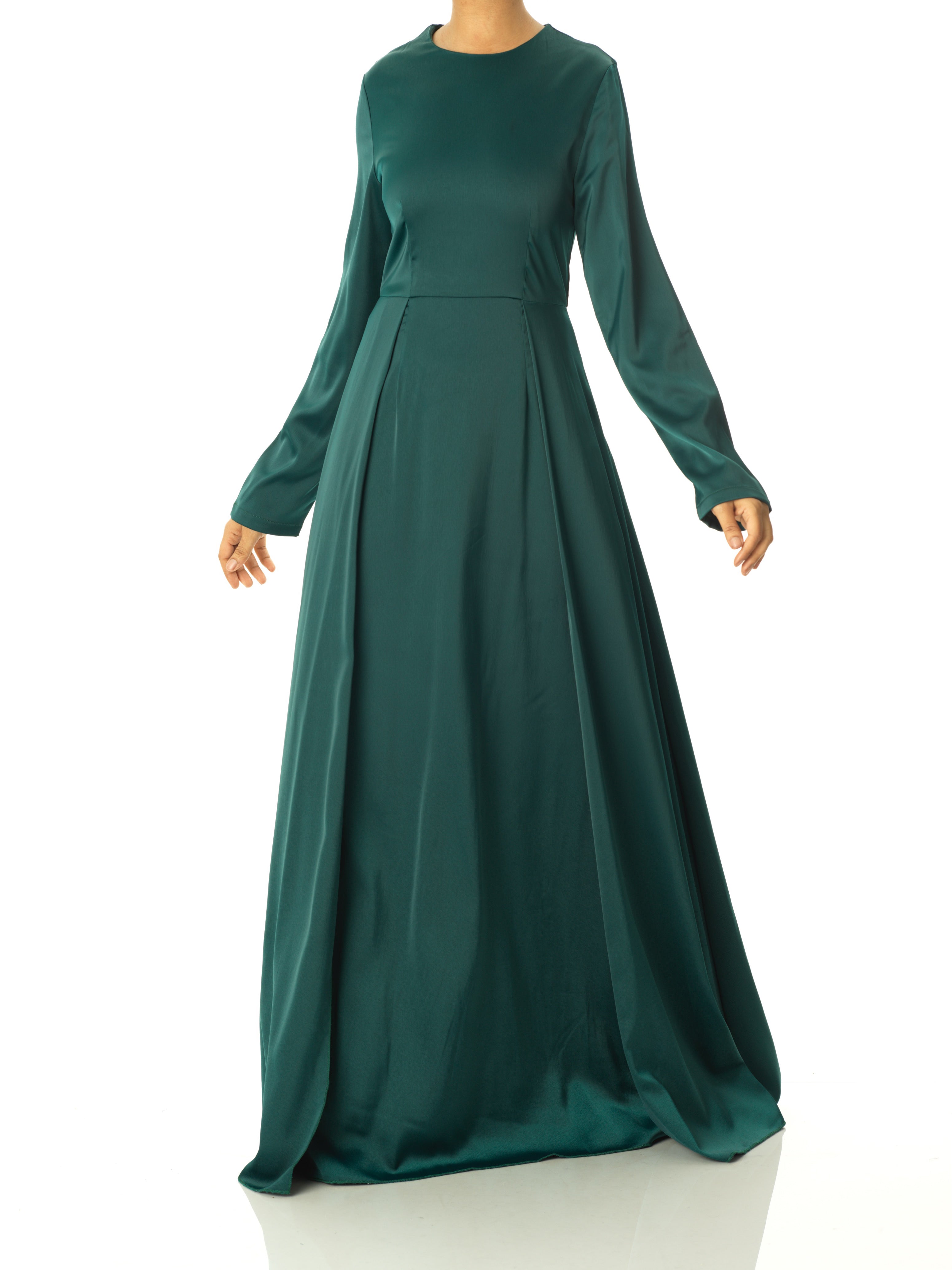 Delphine Emerald Satin Occasion Maxi Dress