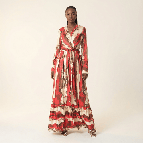 Alice Ruby Satin Long-Sleeve Maxi Dress