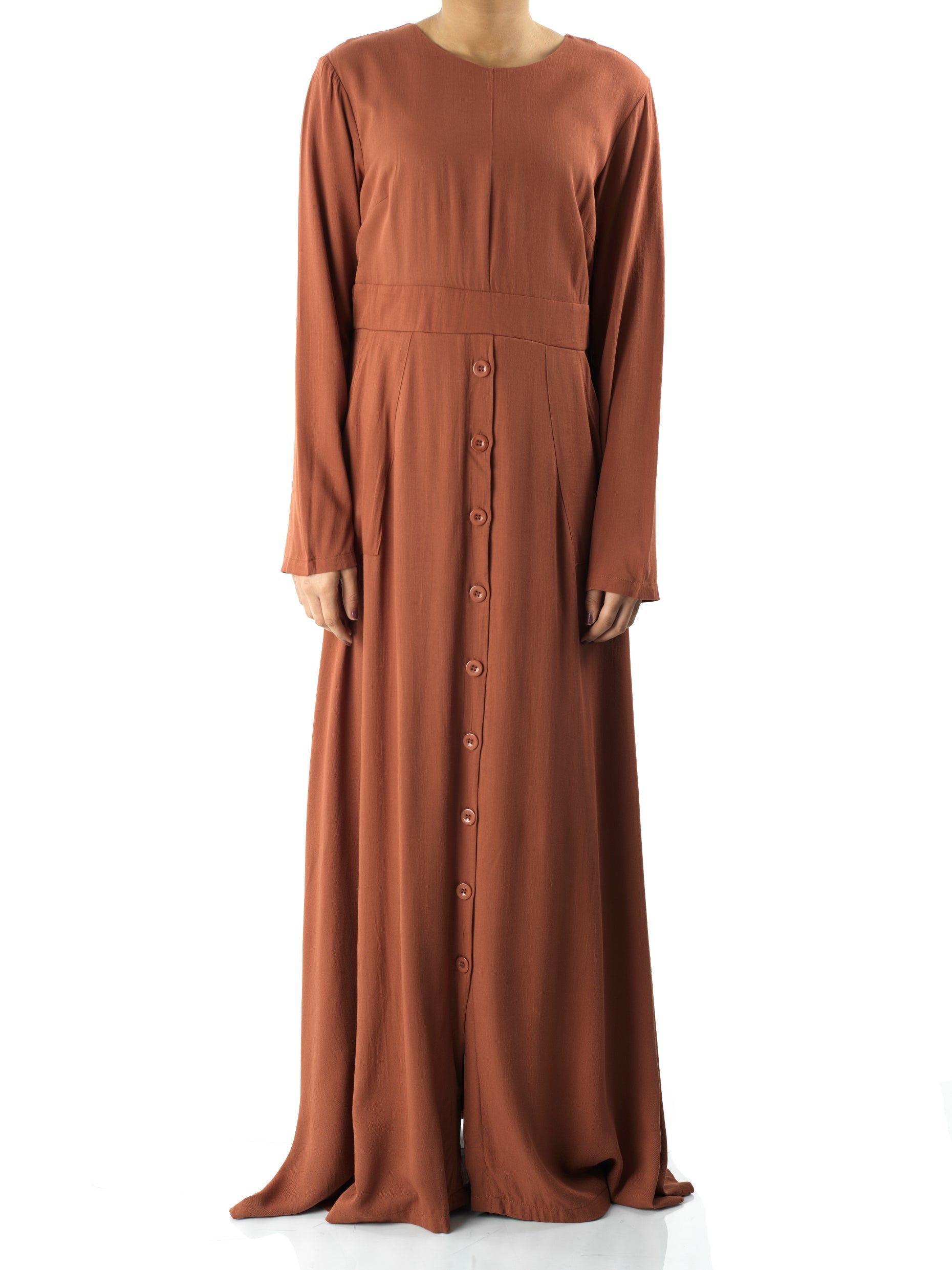 Fenwick Rust Button-Down Modal Maxi Dress