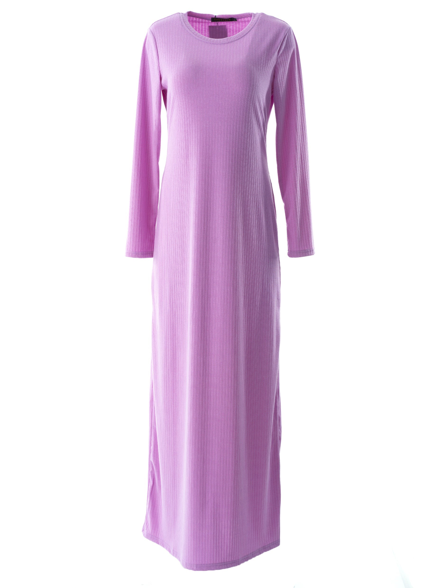 Calloway Lavender Ribbed Round-Neck Maxi Dress