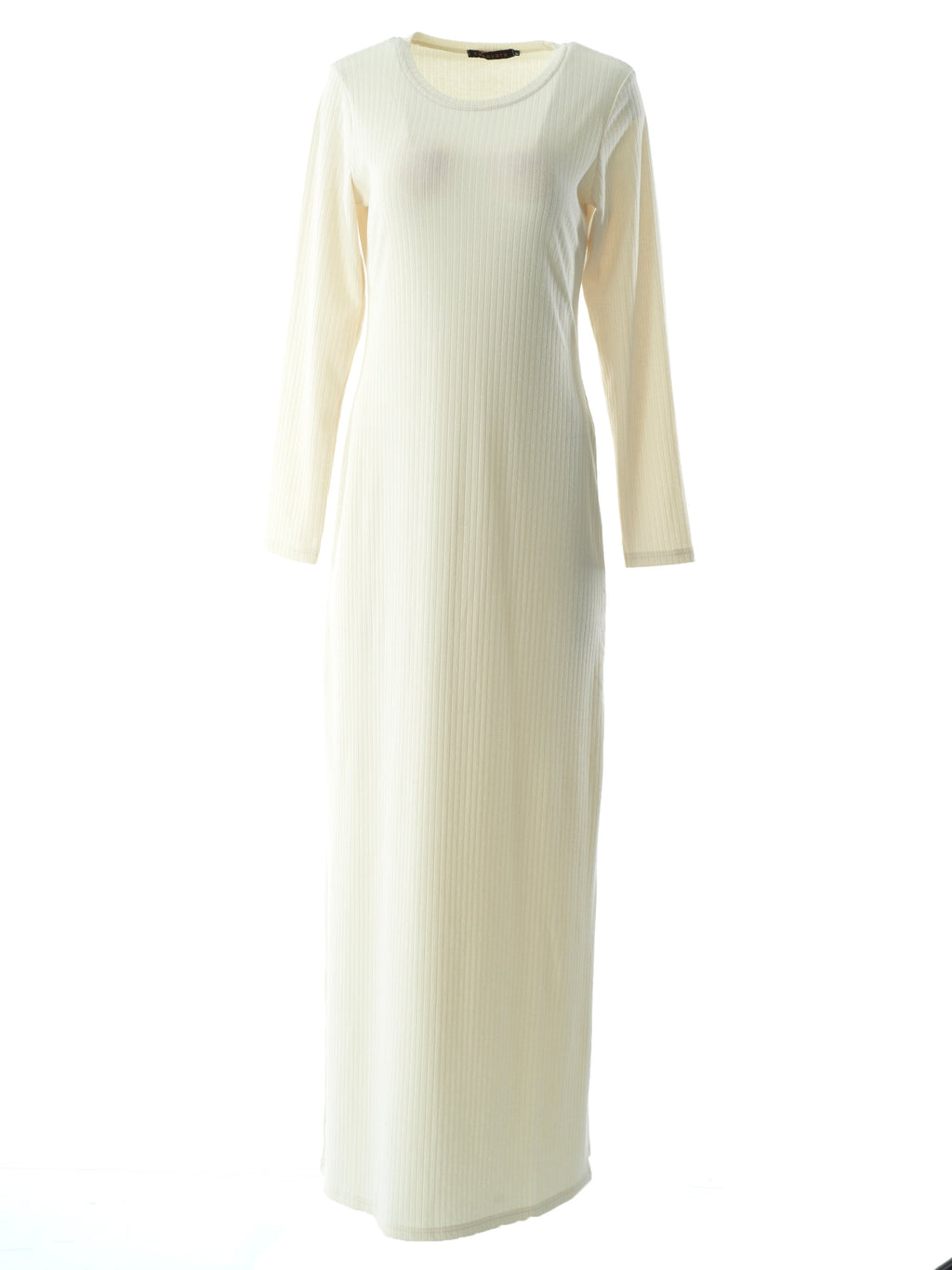 Calloway Cream Ribbed Round-Neck Maxi Dress