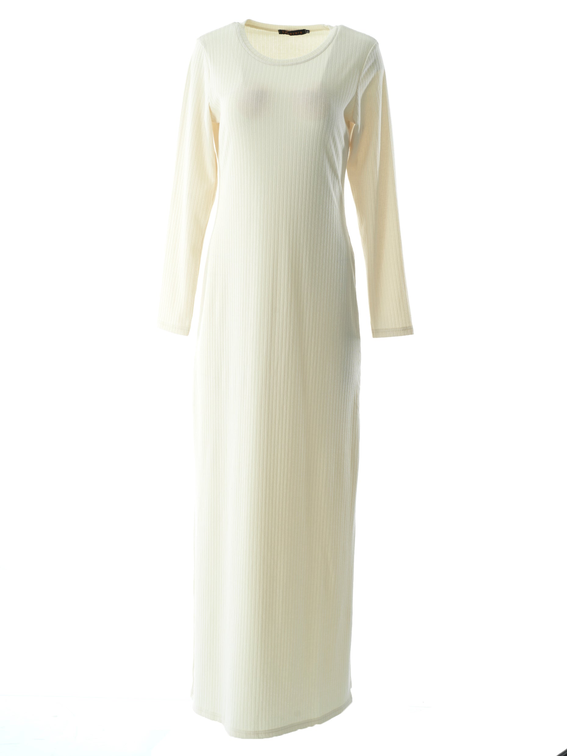 Calloway Cream Ribbed Round-Neck Maxi Dress