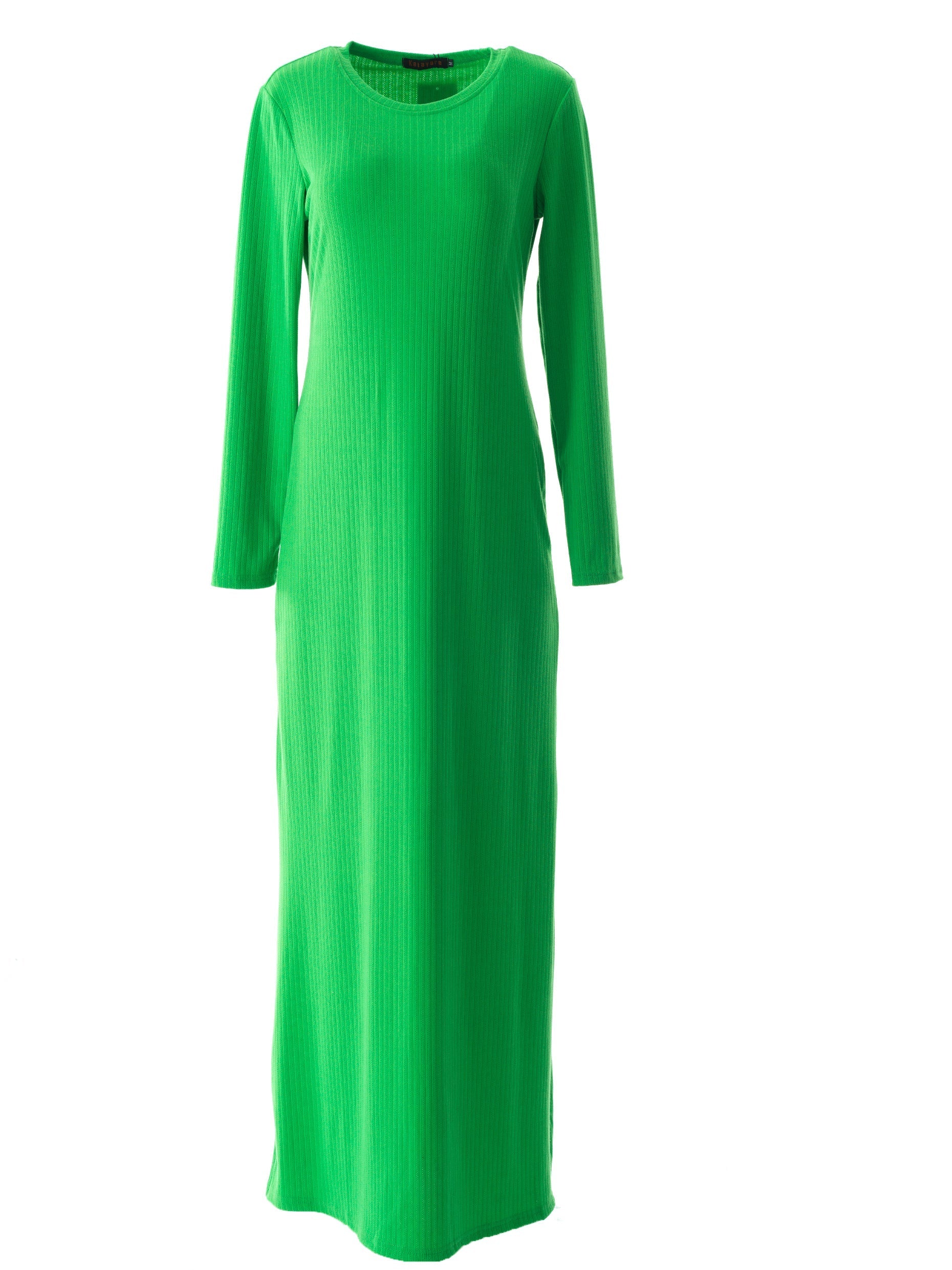 Calloway Green Ribbed Round-Neck Maxi Dress