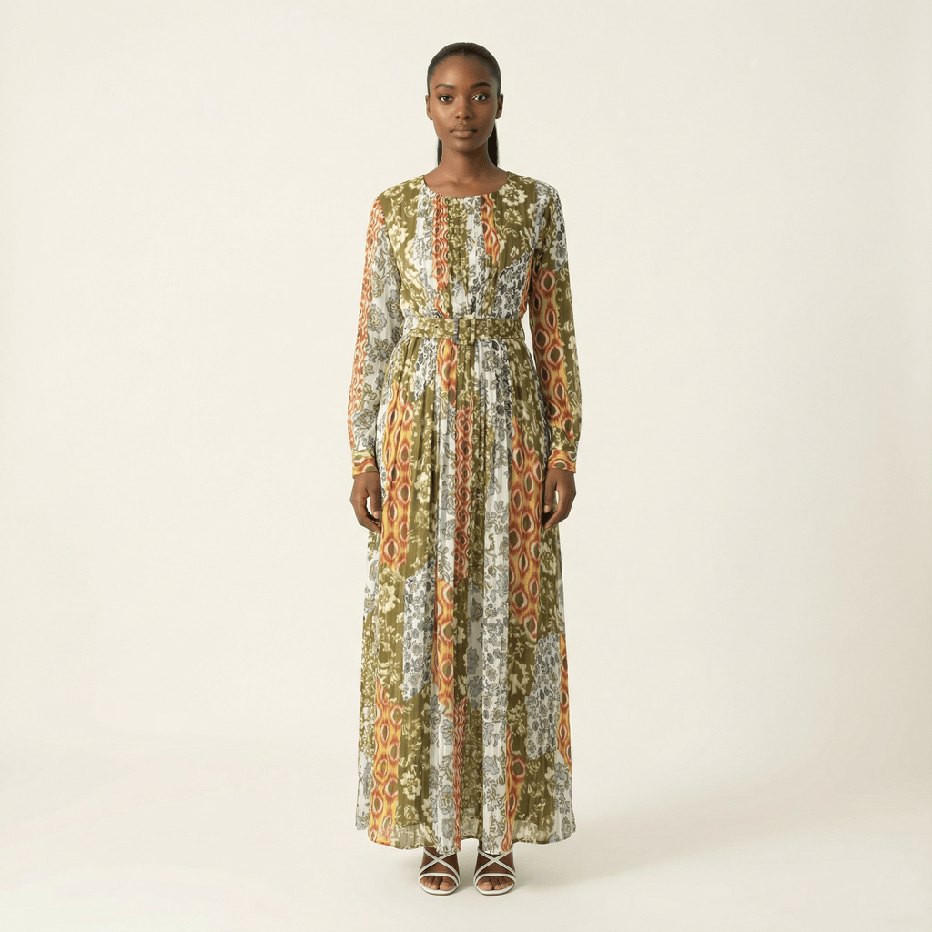 Aubree Safiyah Silk-Chiffon Shimmer Maxi Dress