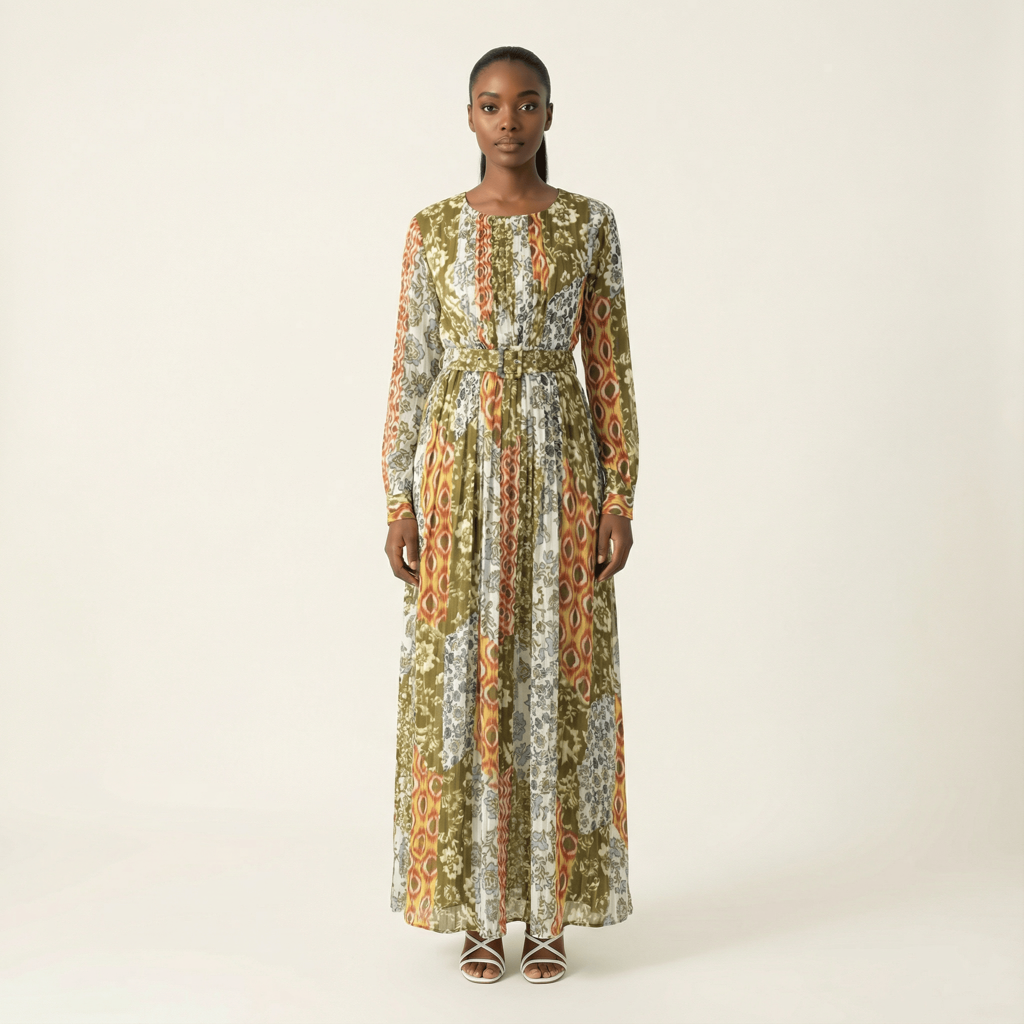 Aubree Safiyah Silk-Chiffon Shimmer Maxi Dress