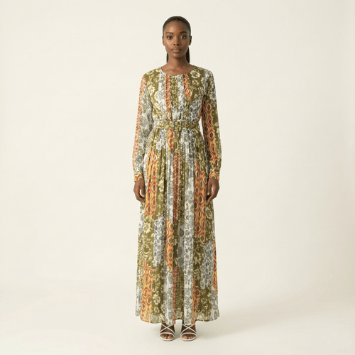 Aubree Safiyah Silk-Chiffon Shimmer Maxi Dress