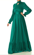 Isolde Green Satin Maxi Dress