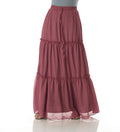 Willa Dusty Rose Shimmer Tiered Maxi Skirt