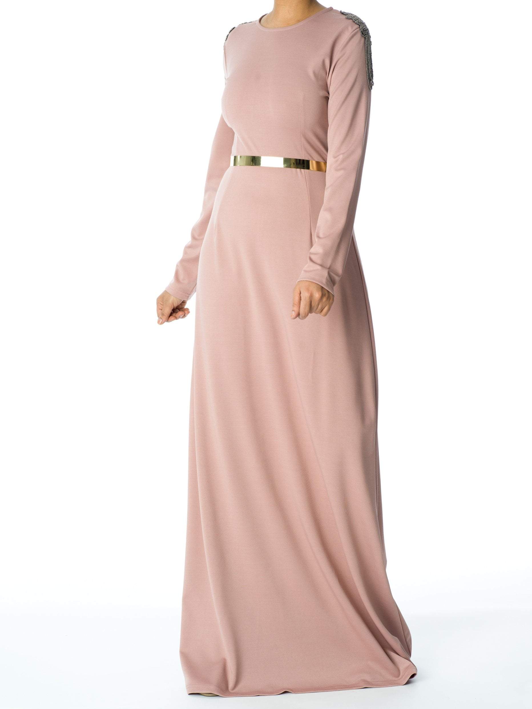 Wynn Mauve Shoulder-Chain Occasion Maxi Dress