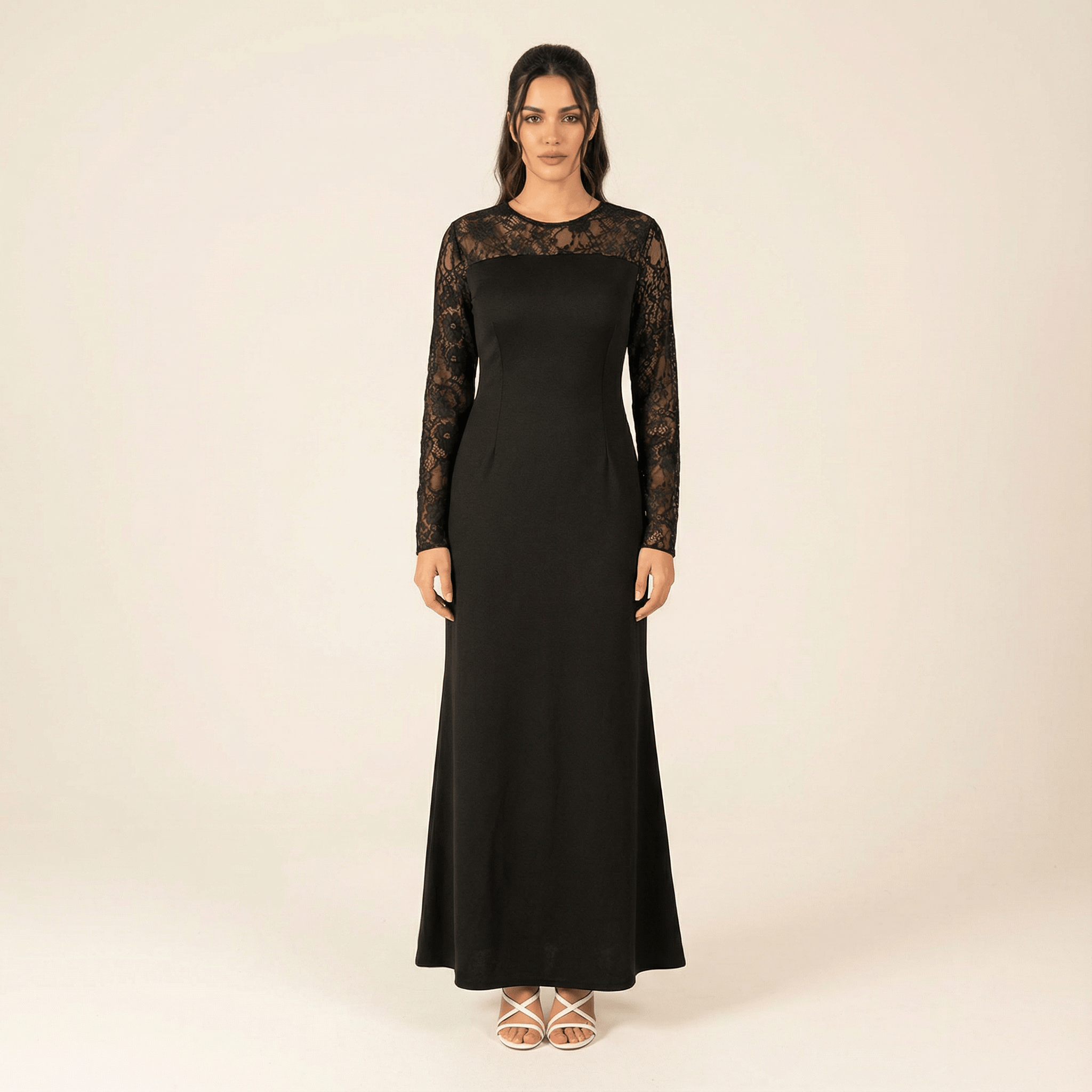 Oakley Black Shoulder-Lace Maxi Dress