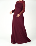 Oakley Maroon Shoulder-Lace Maxi Dress