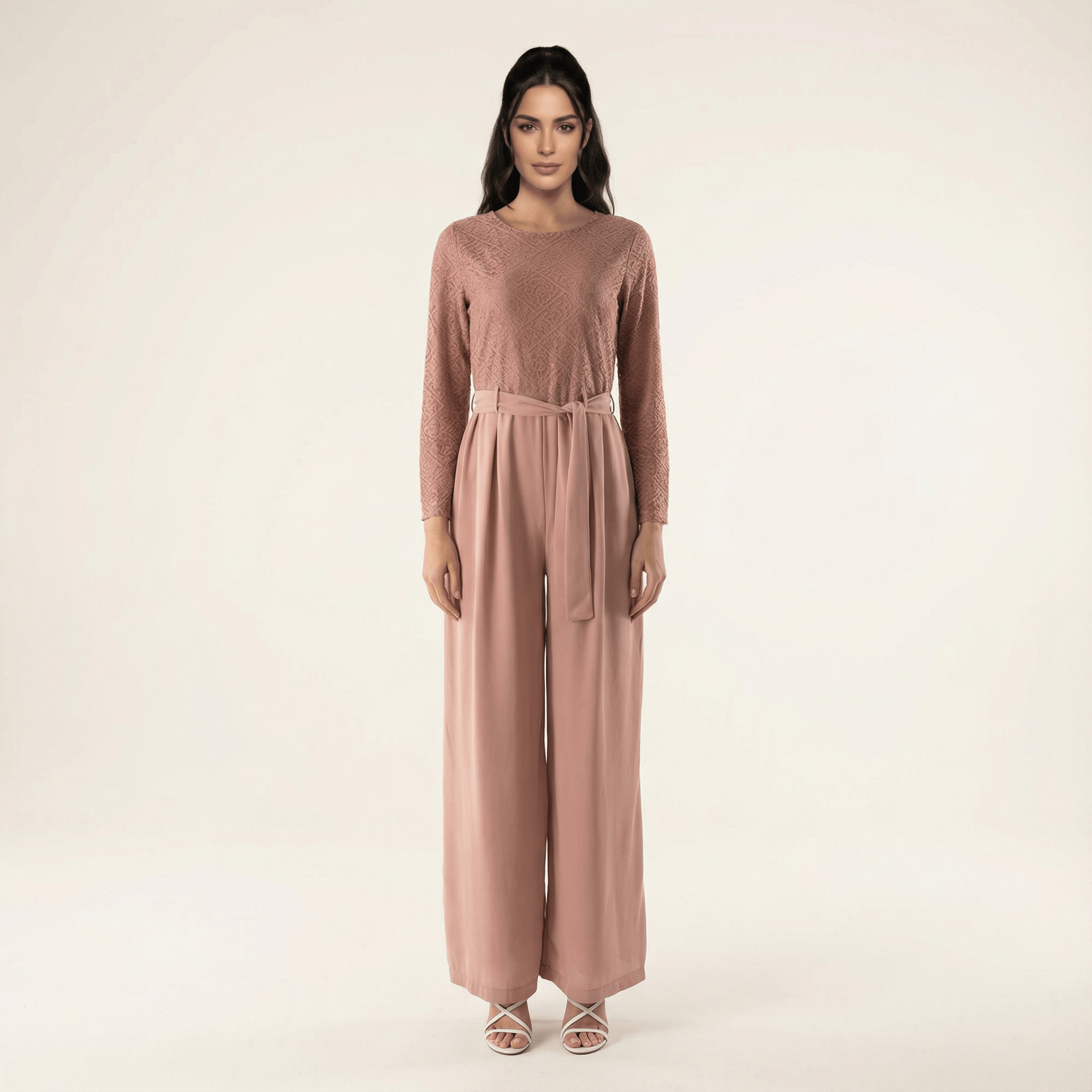 Gemma Mauve Lace-Detail Jumpsuit