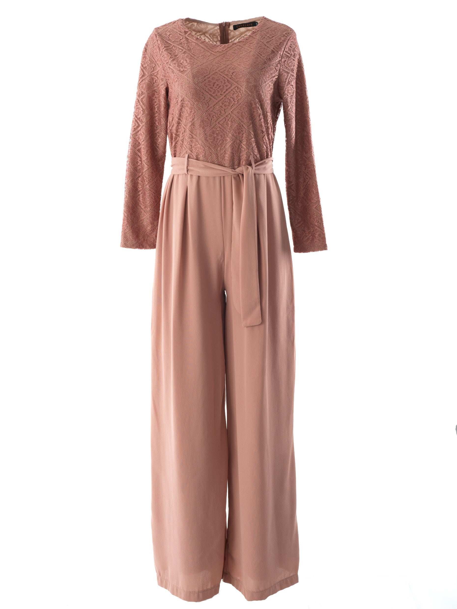 Gemma Mauve Lace-Detail Jumpsuit