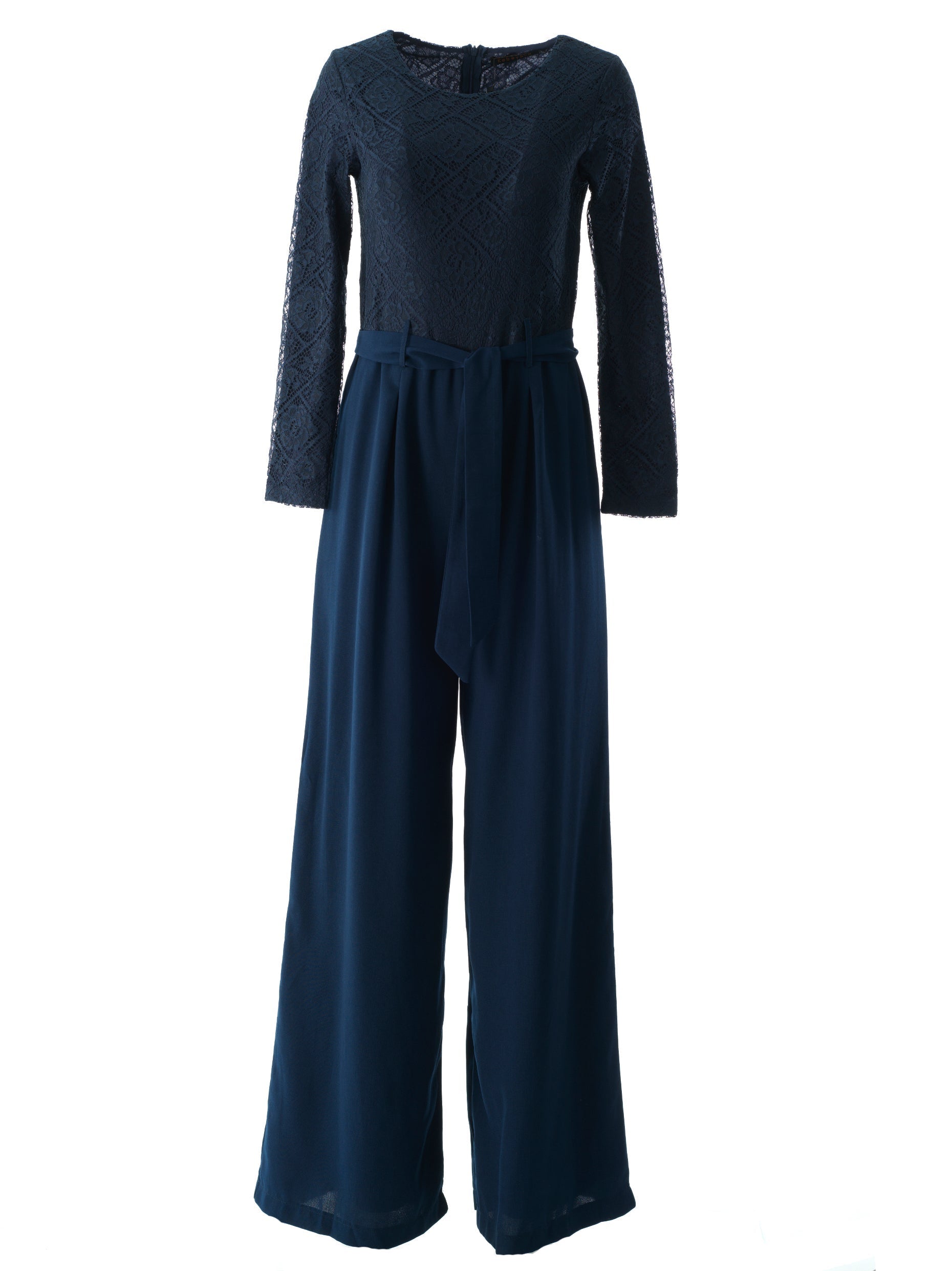 Gemma Navy Blue Lace-Detail Jumpsuit