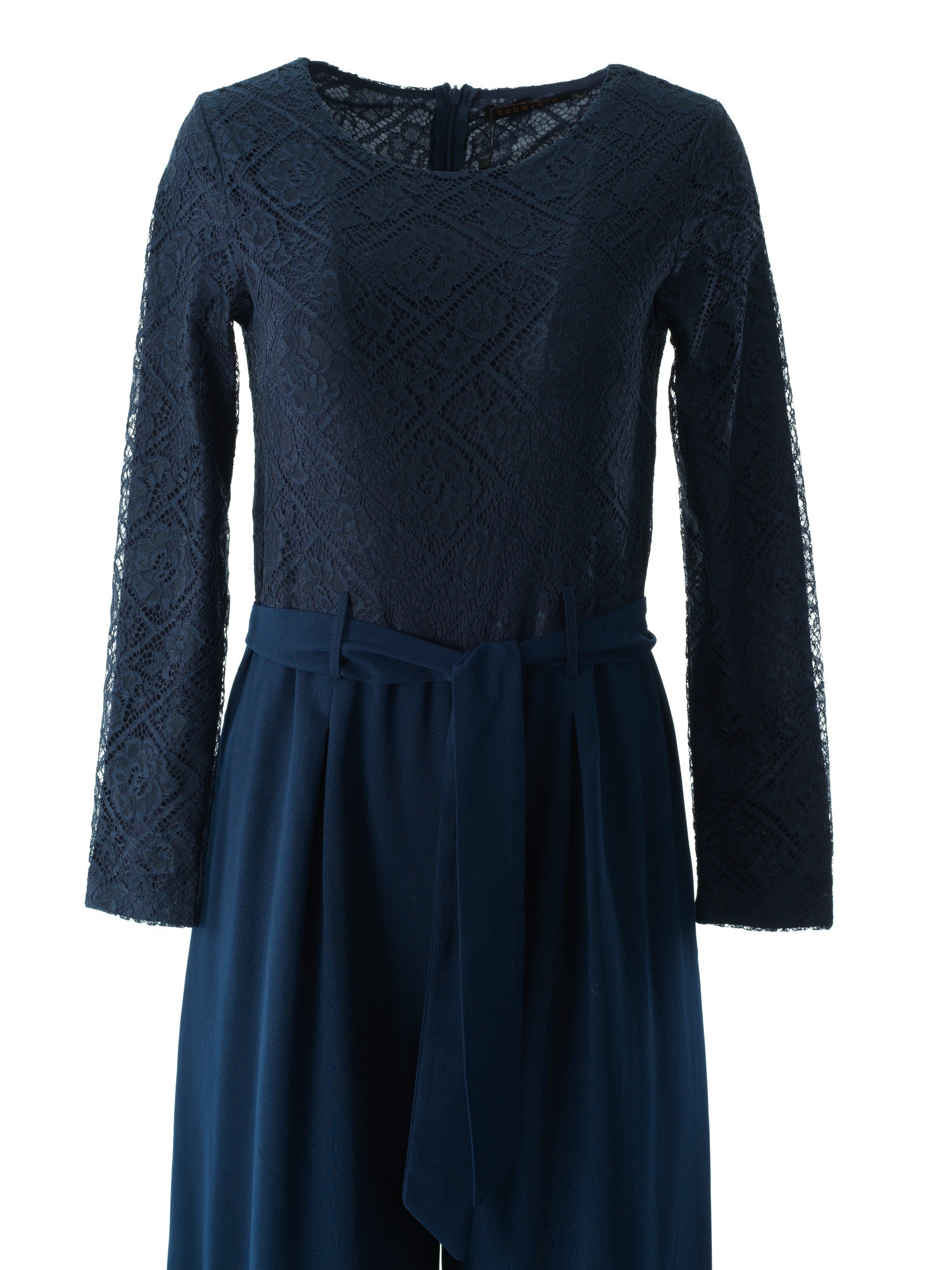 Gemma Navy Blue Lace-Detail Jumpsuit