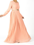 Presley Blush Pleated Chiffon Dress