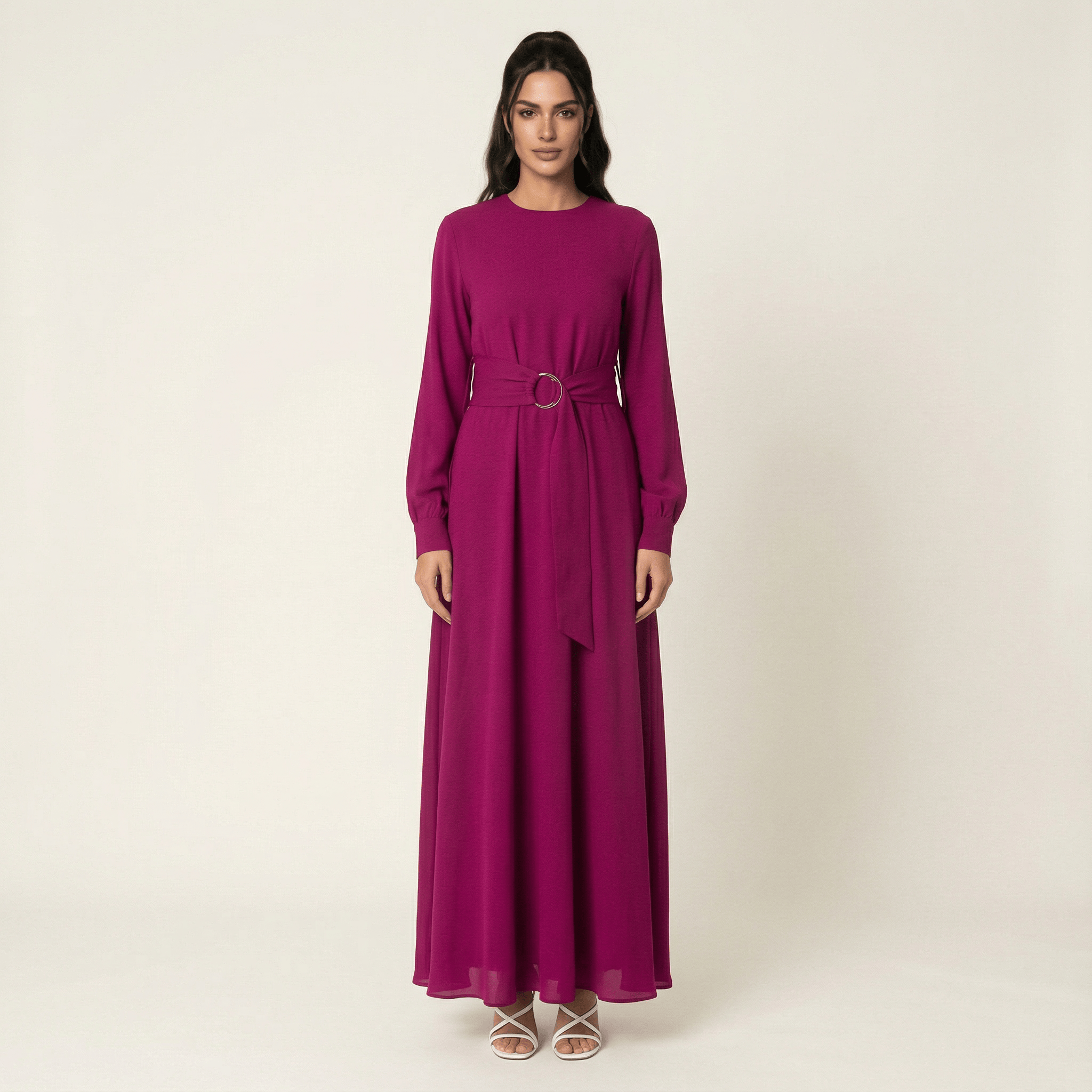 Flora Plum Simple Column Maxi Dress