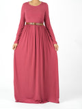 Palmer Mahogany Milk-Silk Maxi Dress with Pockets
