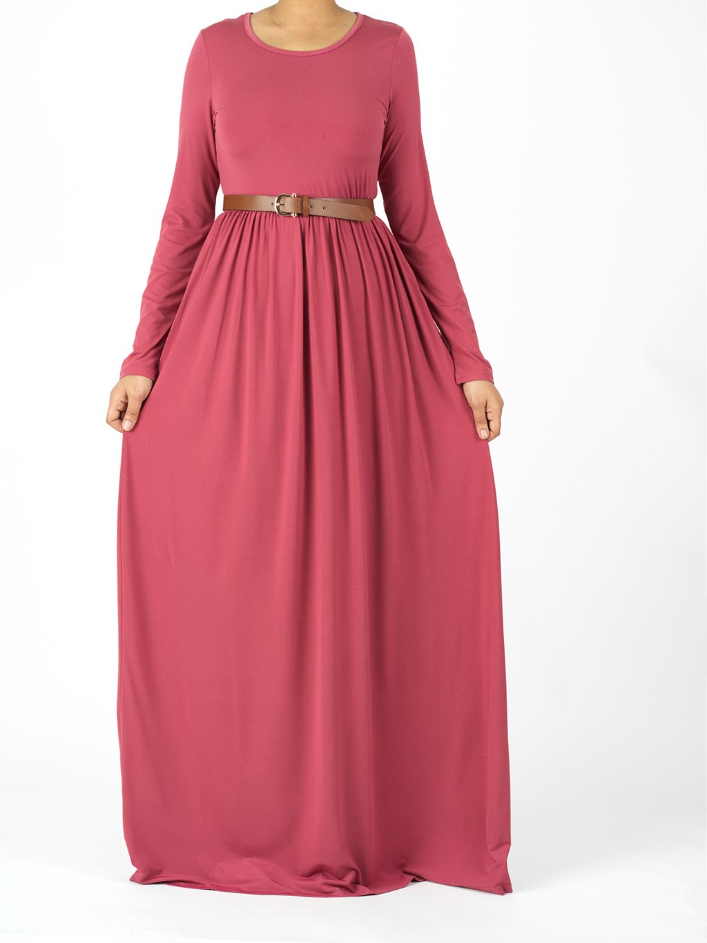 Palmer Mahogany Milk-Silk Maxi Dress with Pockets