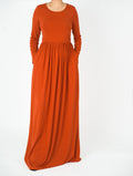 Blakely Paprika Milk-Silk Maxi Dress with Pockets