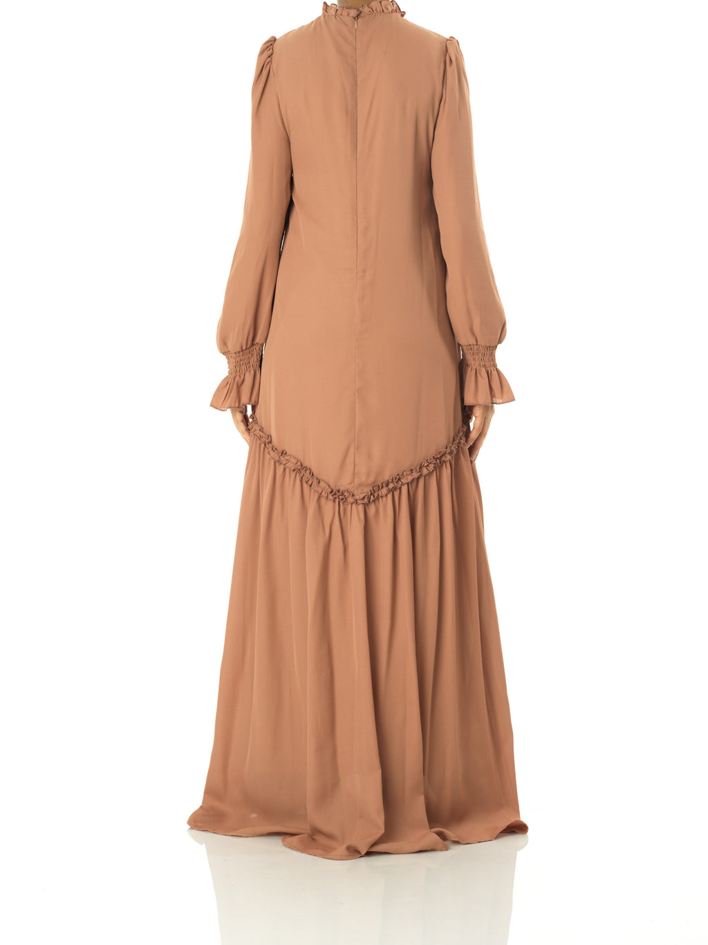 Fiora Soft High-Neck Long-Sleeve Maxi Dress