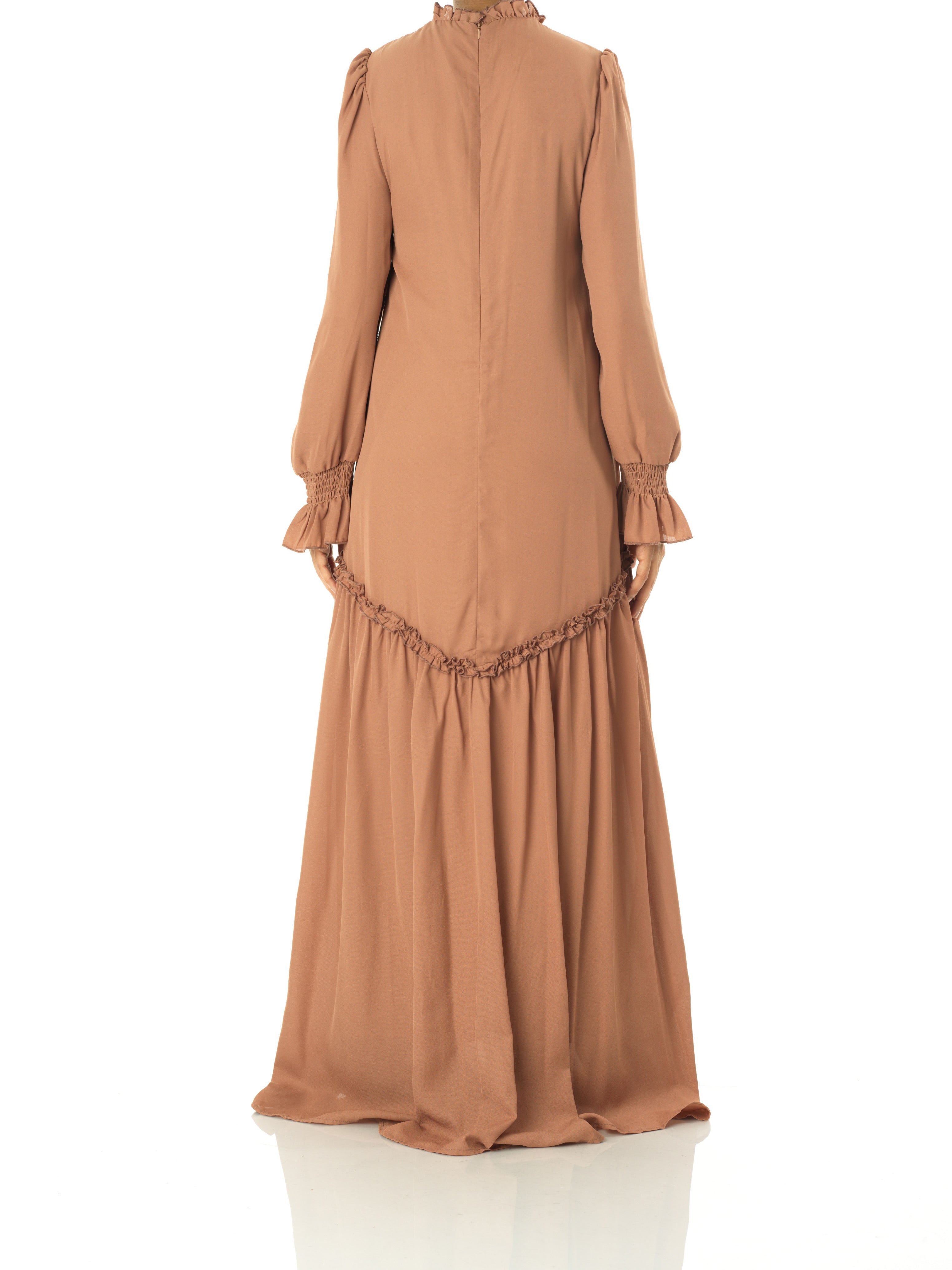 Fiora Soft High-Neck Long-Sleeve Maxi Dress