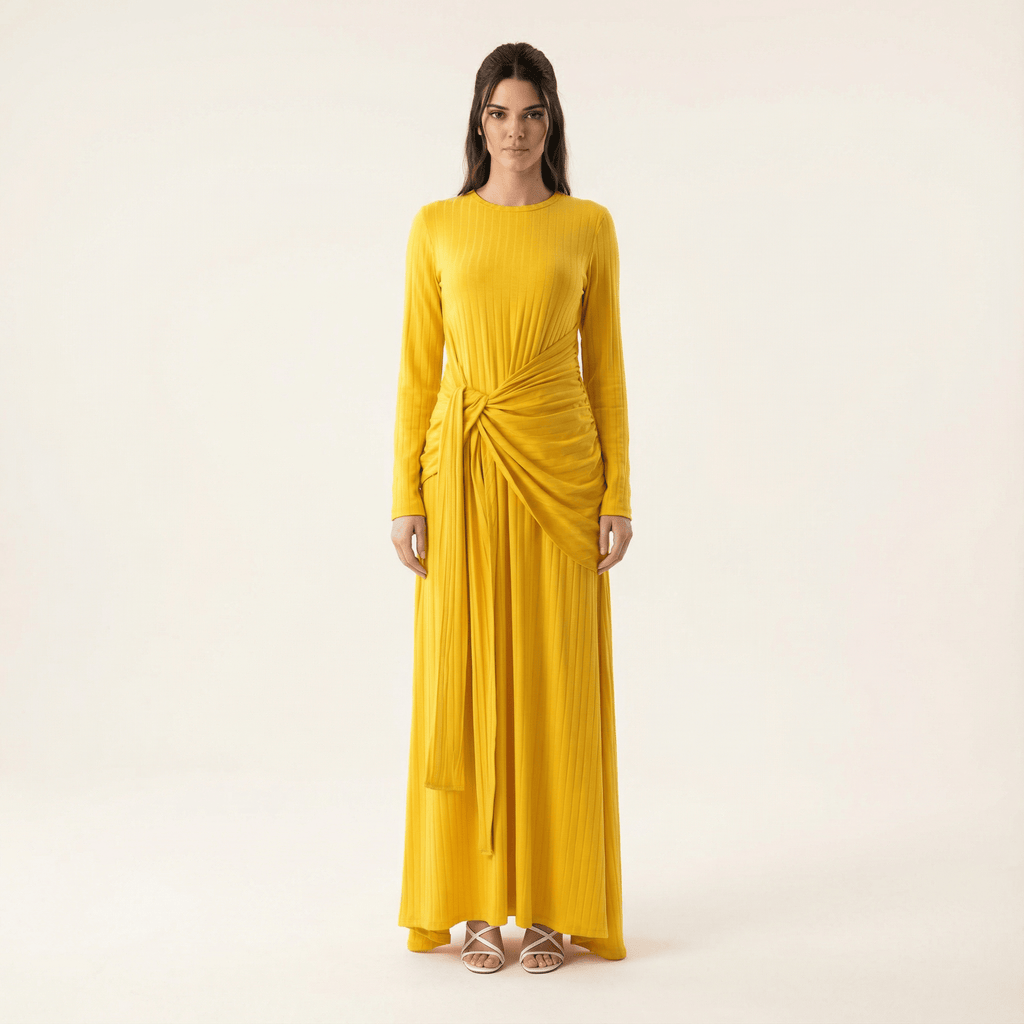 Brixton Yellow Ribbed Knit Maxi Dress