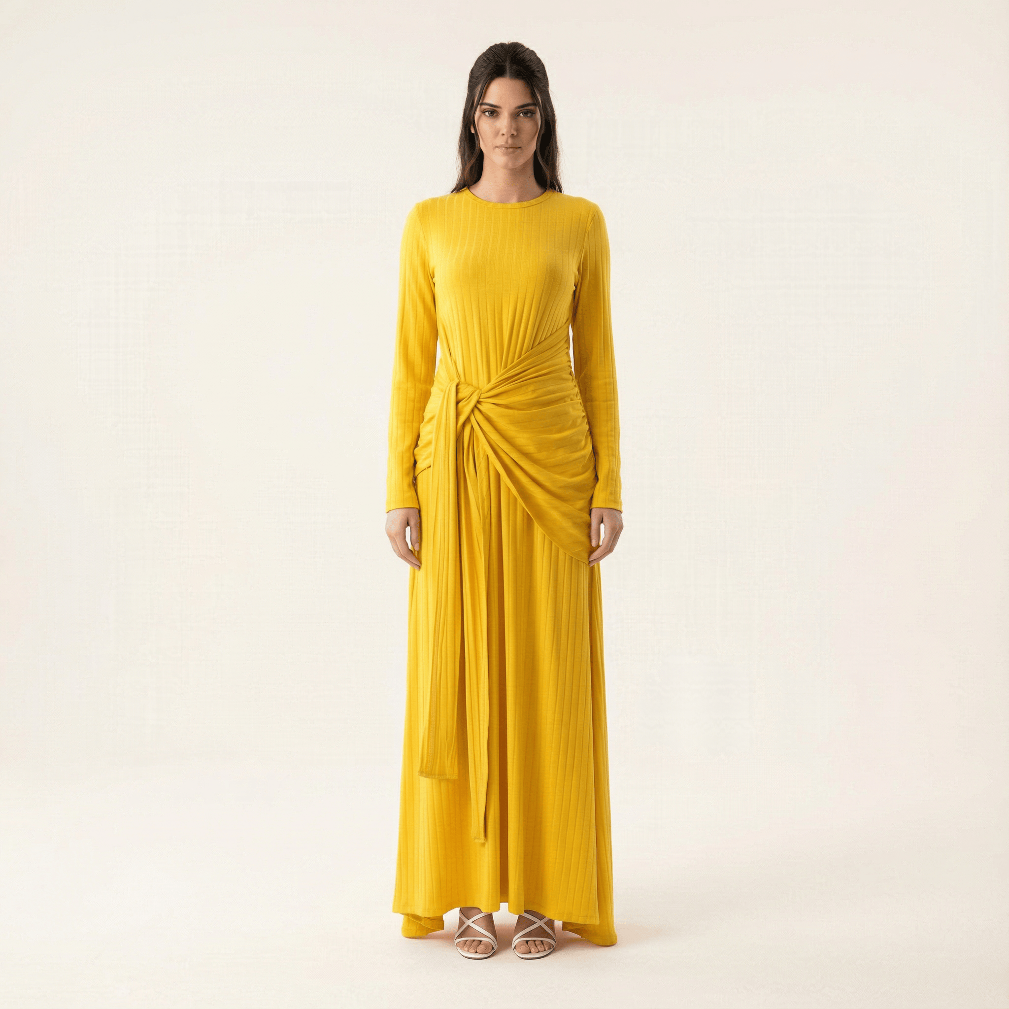 Brixton Yellow Ribbed Knit Maxi Dress