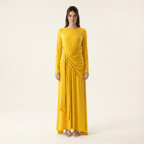 Brixton Yellow Ribbed Knit Maxi Dress