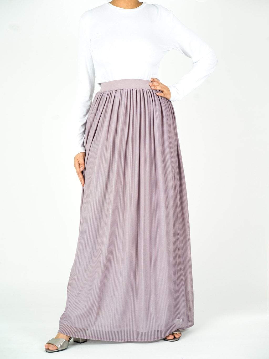 Noa Lilac Gray Sparkle Tulle Maxi Skirt