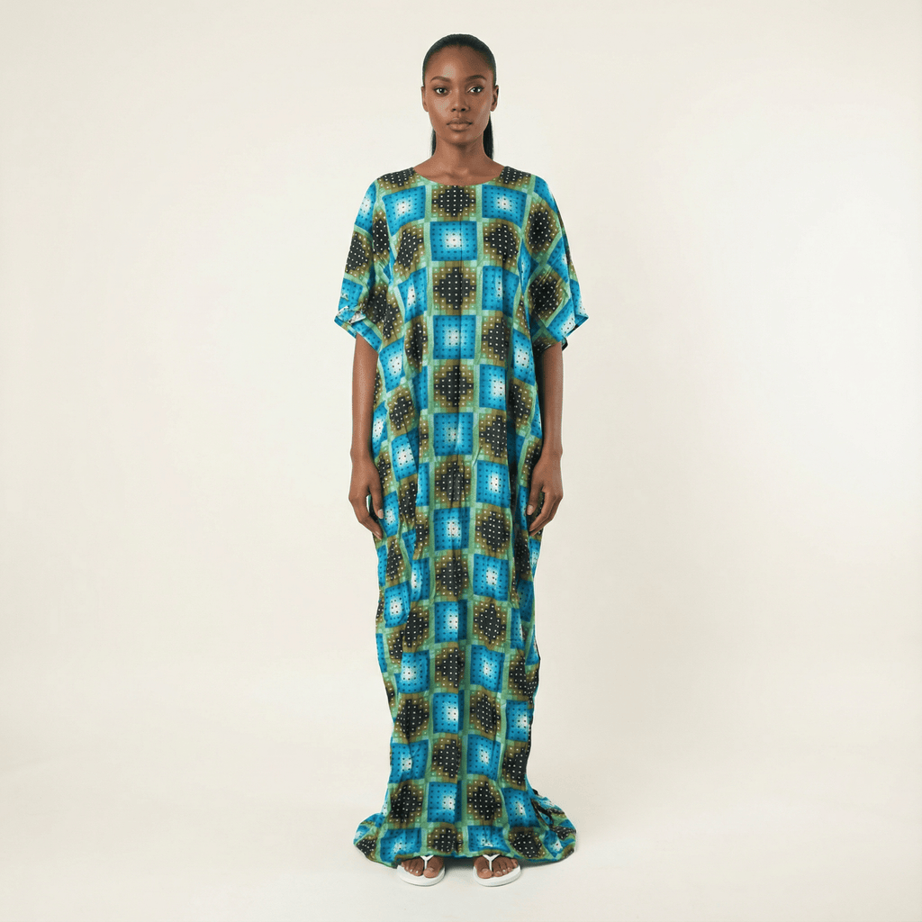 Maelle Blue/green Print Maxi Dress