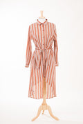 Piper Apple Cider Striped Linen Hi-Low Button-Down Top