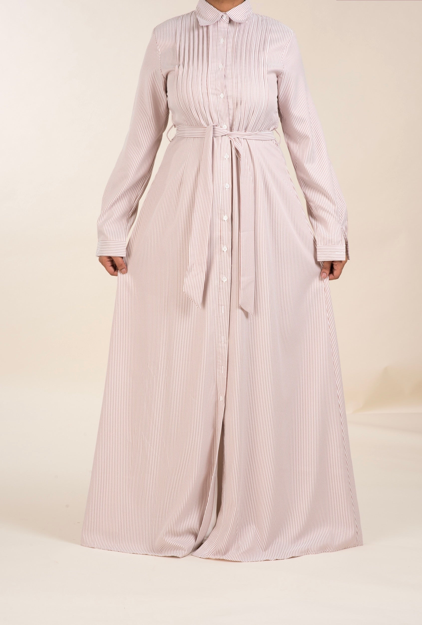 Kinsley Blush Striped Button-Down Maxi Dress