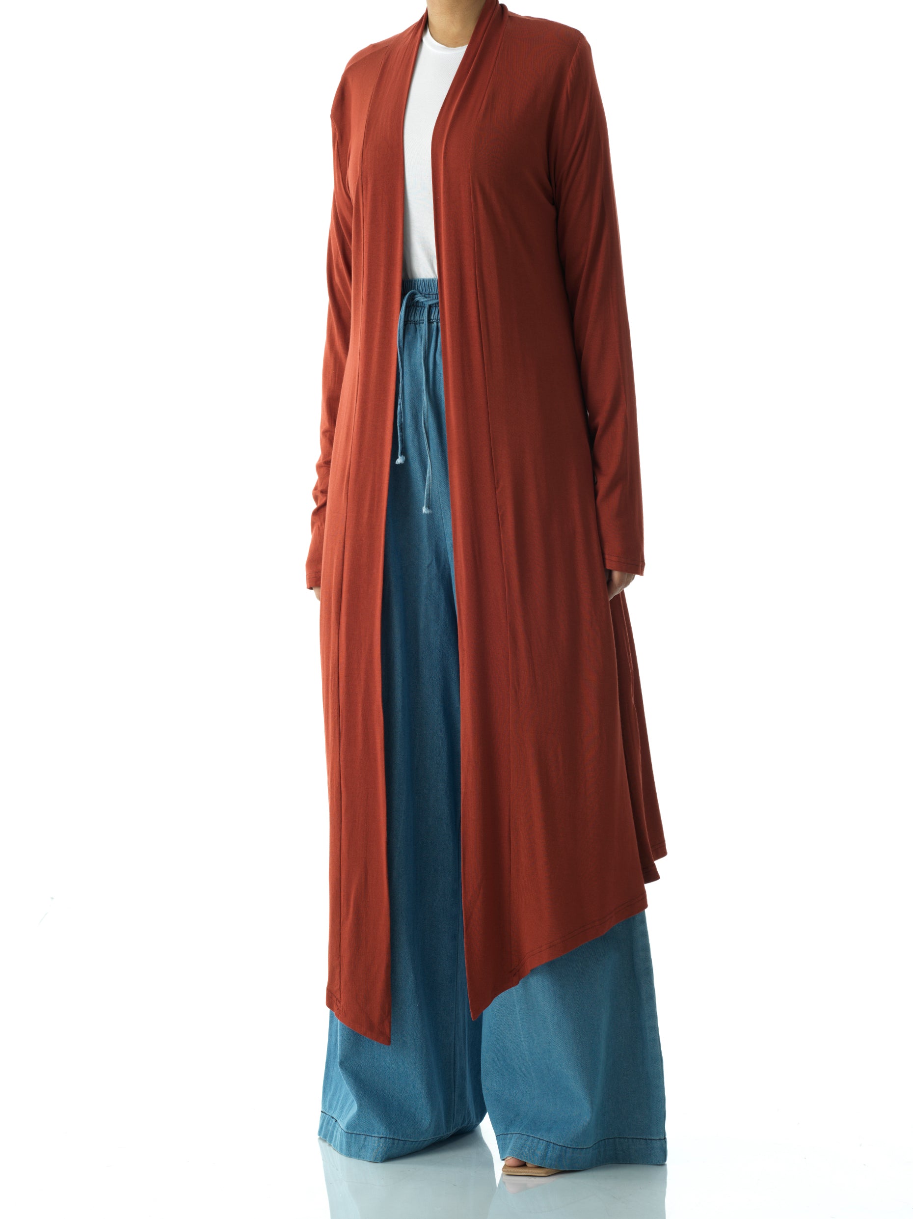 Nola Cinnamon Soft Jersey Hi-Low Cardigan