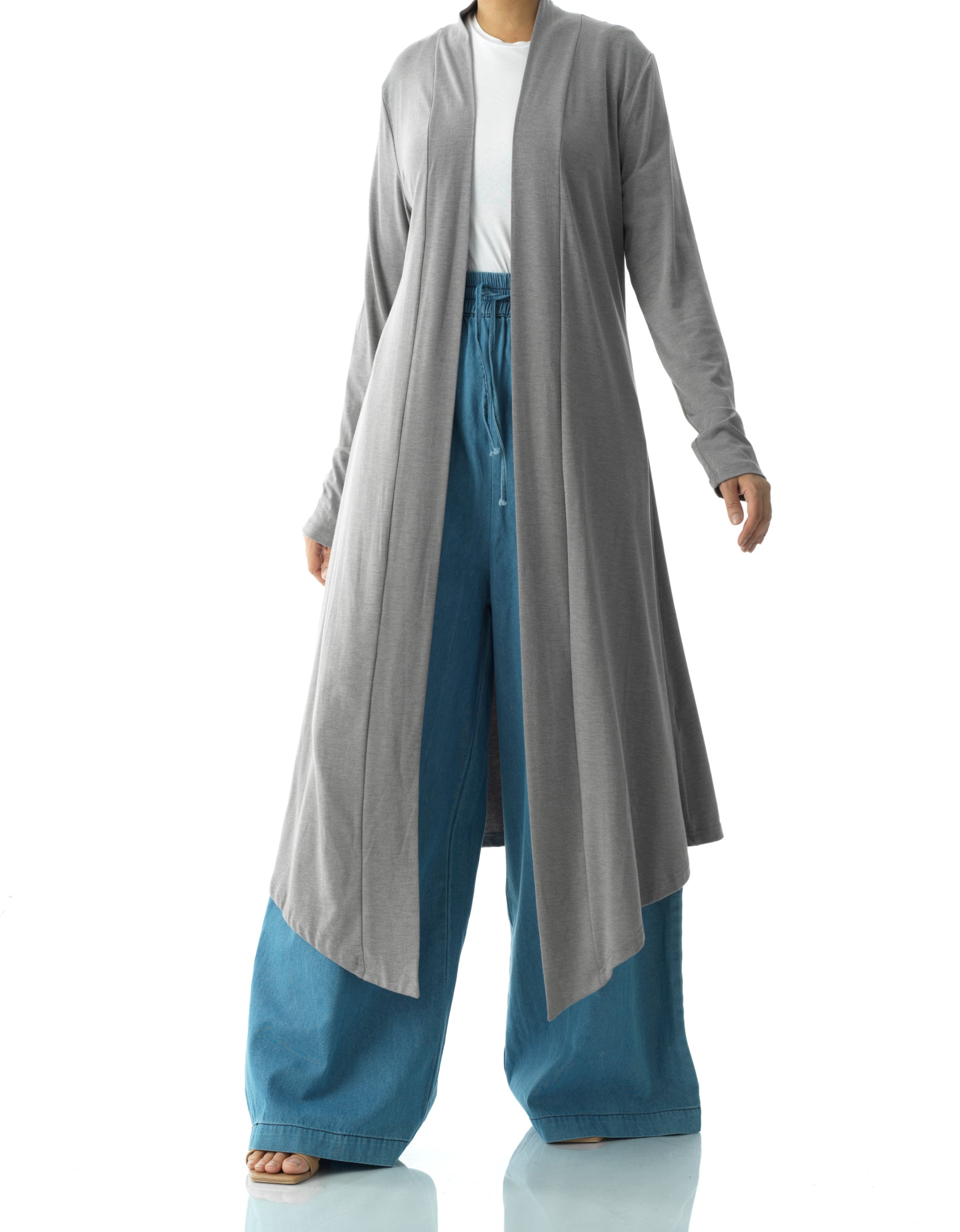 Oaklyn Heather Gray Soft Jersey Hi-Low Cardigan