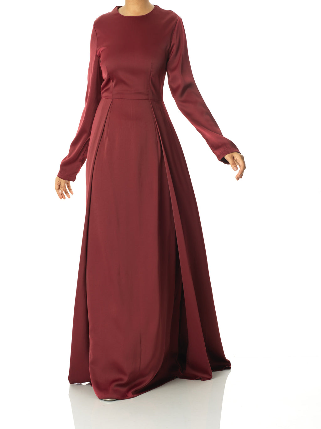 Delphine Maroon Satin Occasion Maxi Dress