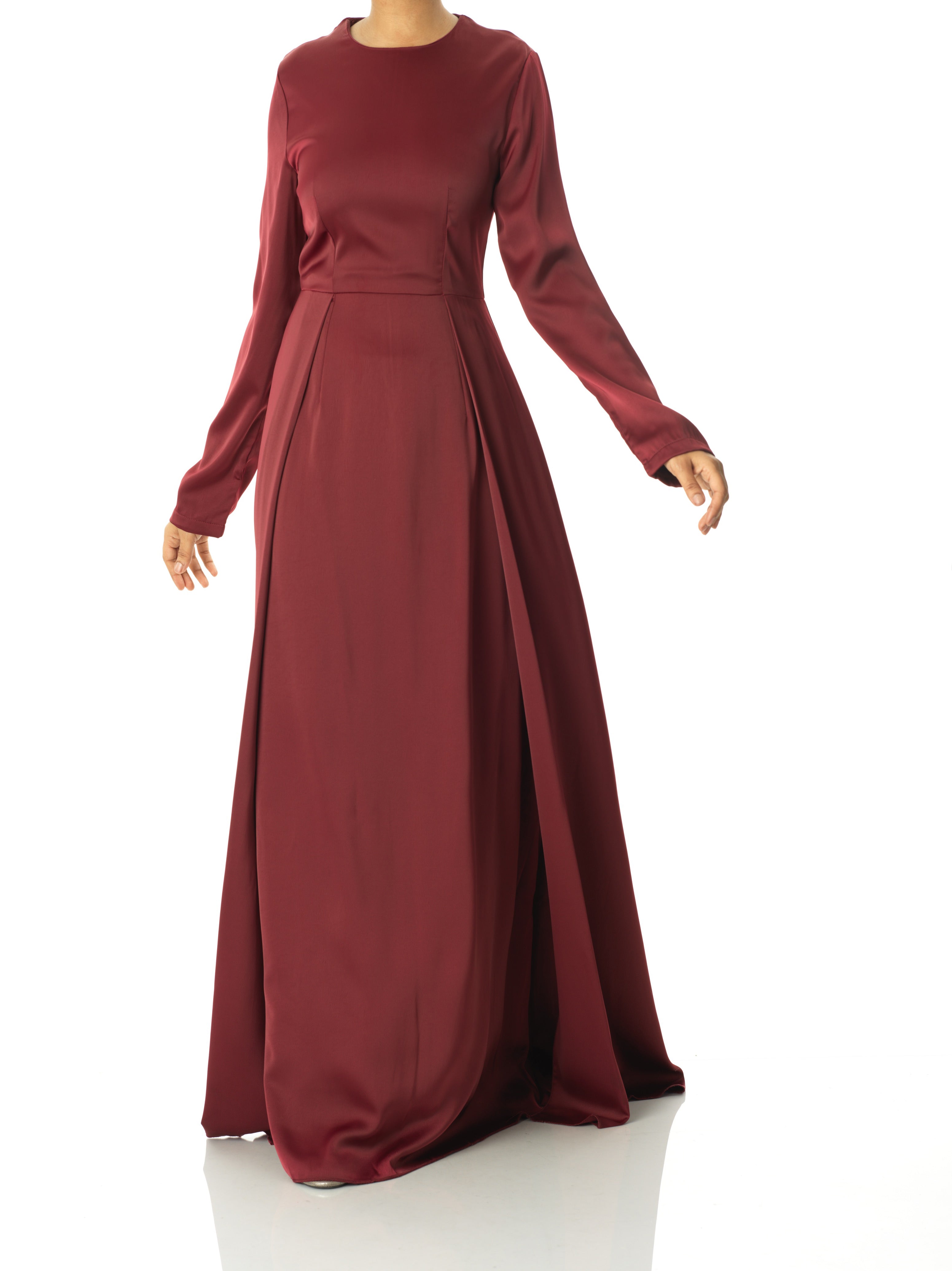 Delphine Maroon Satin Occasion Maxi Dress
