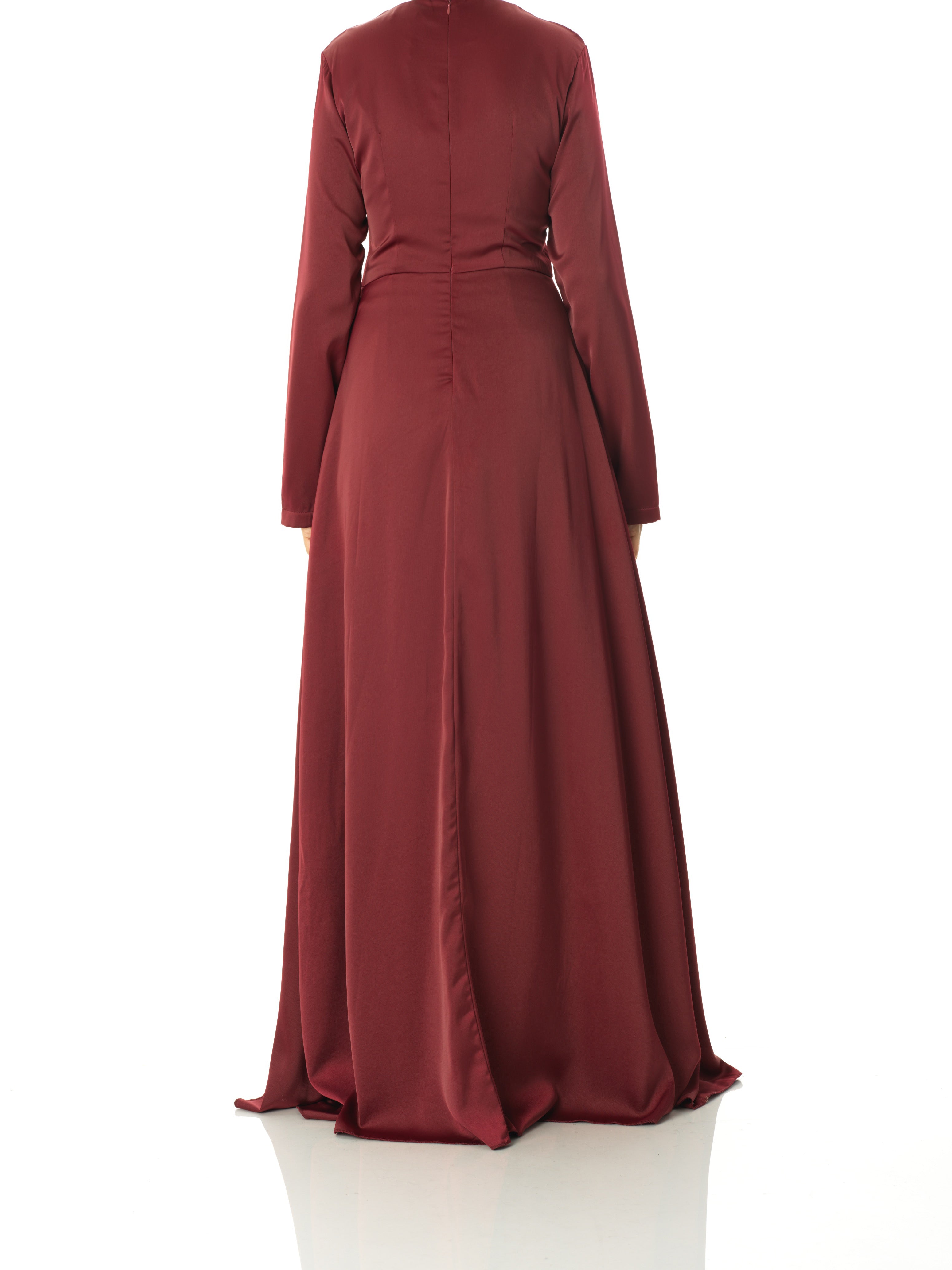 Delphine Maroon Satin Occasion Maxi Dress