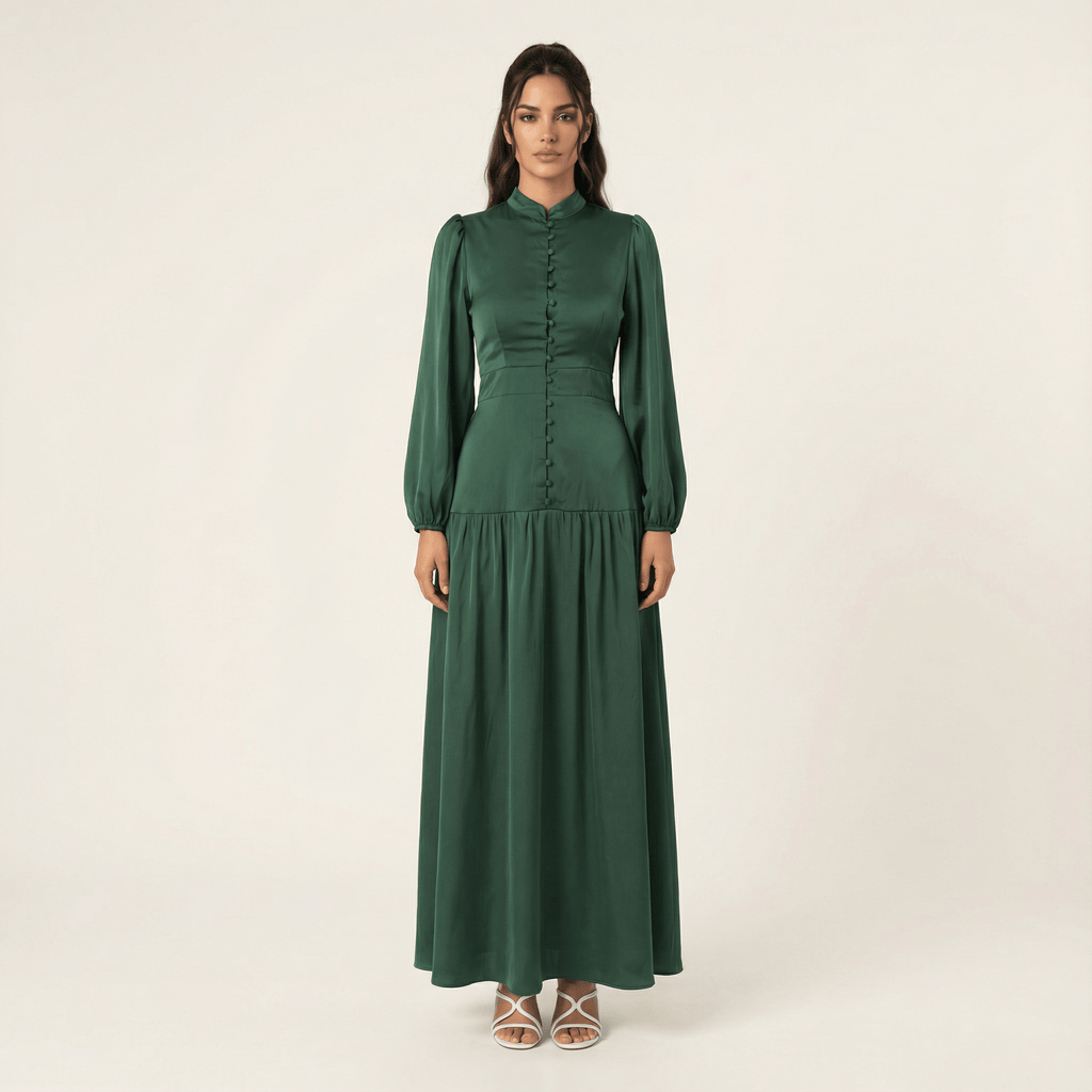 Annie Old Satin High-Neck Maxi Dress