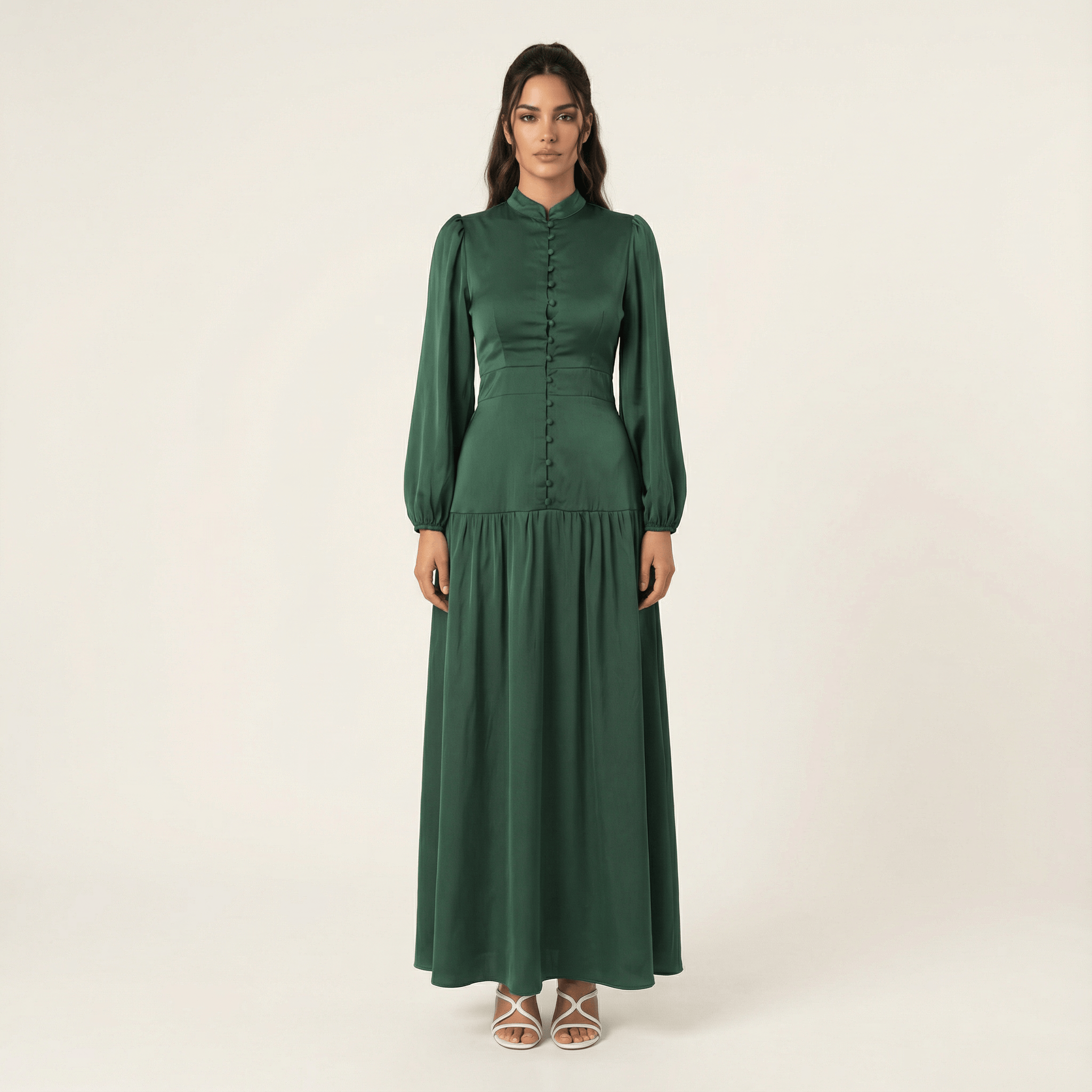 Annie Old Satin High-Neck Maxi Dress