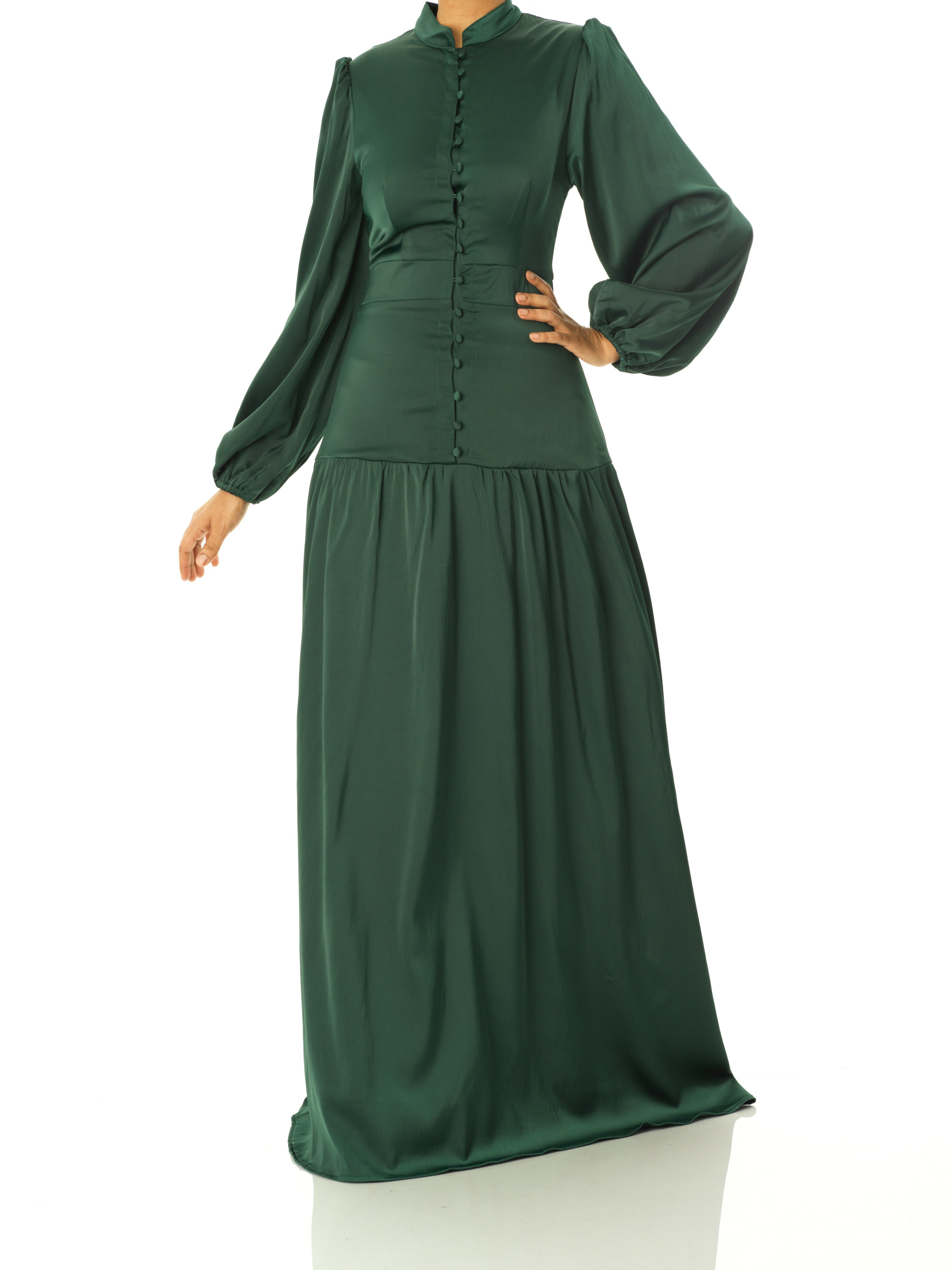 Annie Old Satin High-Neck Maxi Dress
